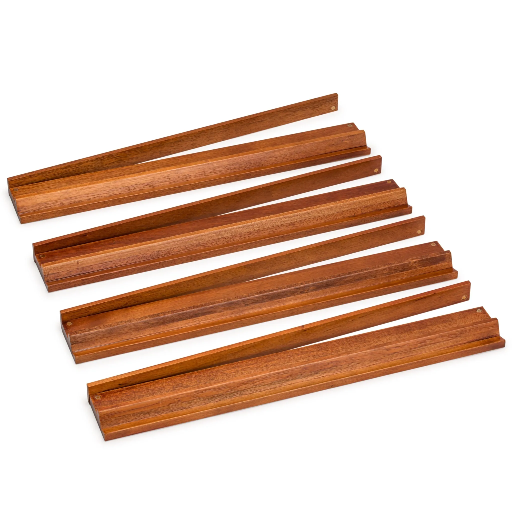 Classic Chestnut Color Wooden Mahjong Game Racks with Pushers, 18"  - Set of 4