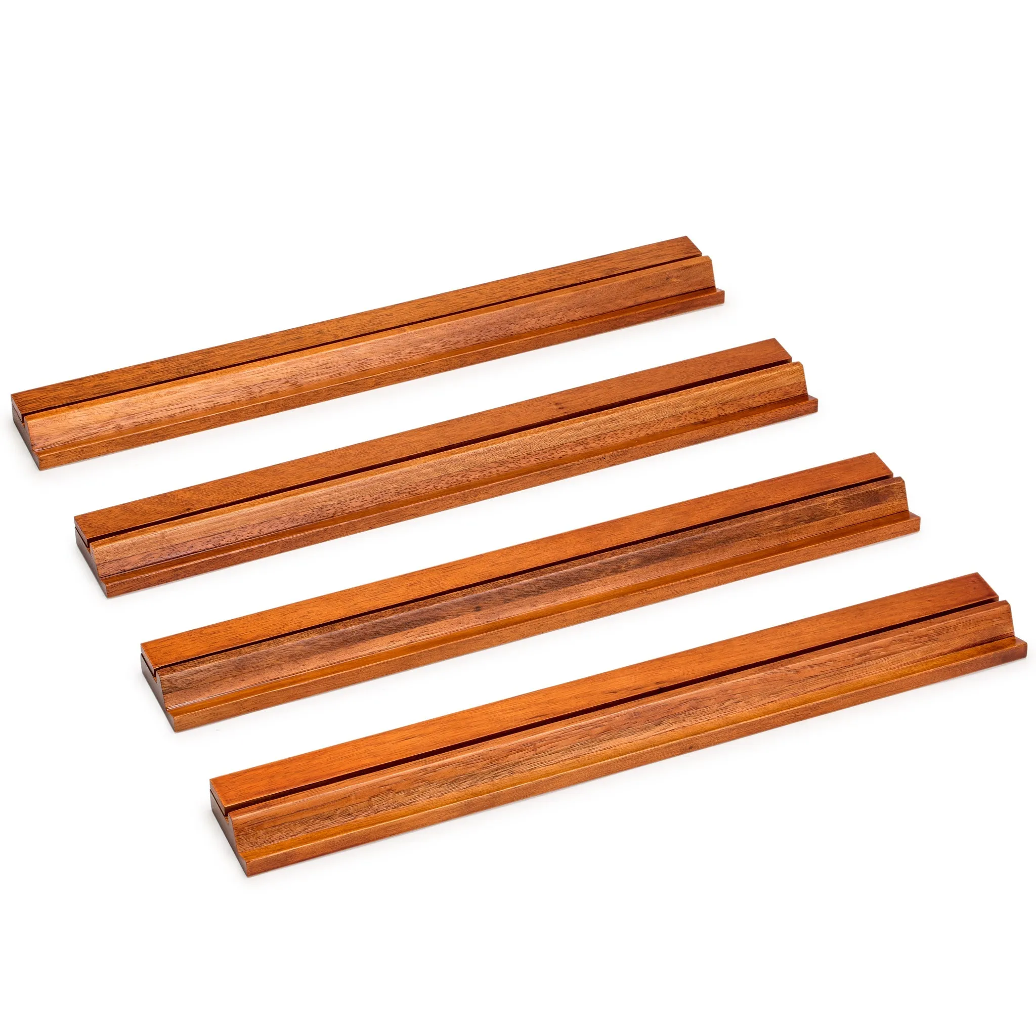 Classic Chestnut Color Wooden Mahjong Game Racks with Pushers, 18"  - Set of 4