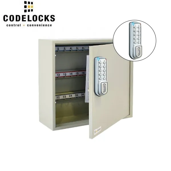 CodeLocks - Key Secure Hook Padlock Cabinet w/ KL1200 - Portable - IP54 - Heavy Duty - Keyless Access - Private & Public Function - Master & User - 25 Padlocks