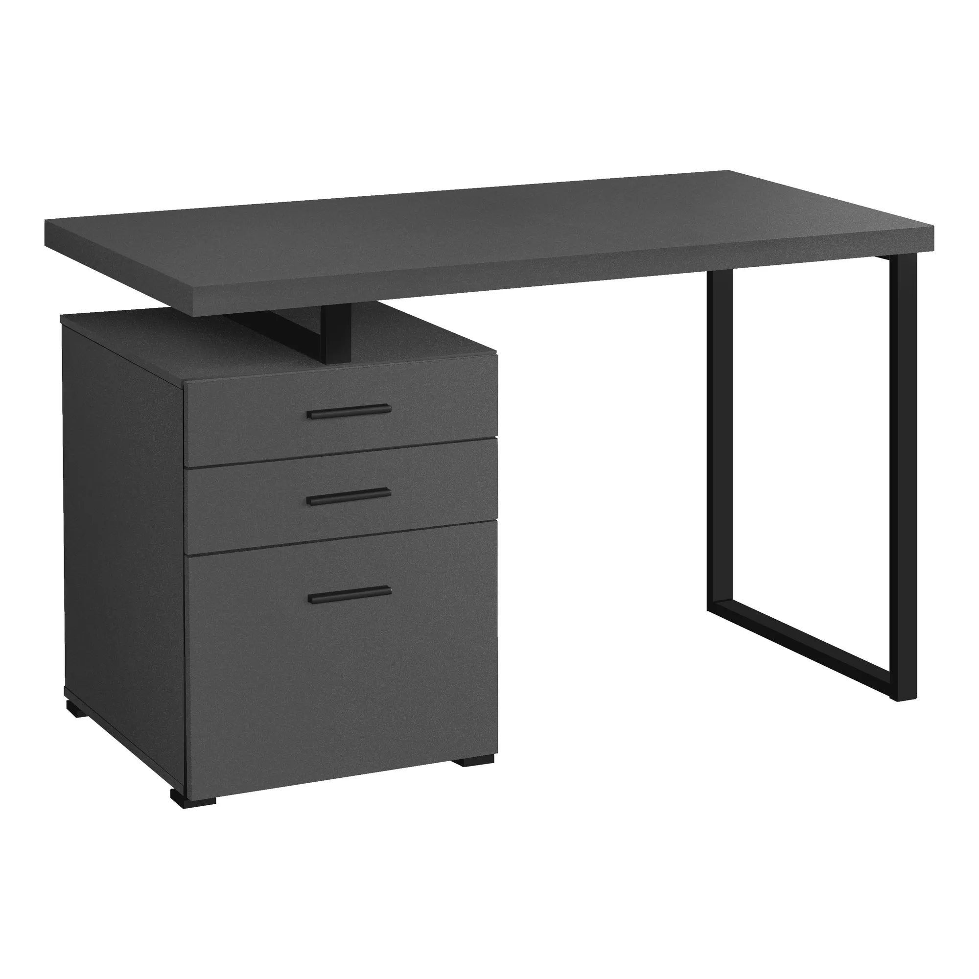 Computer Desk - 48"L / Modern Grey / Black Metal / L/R