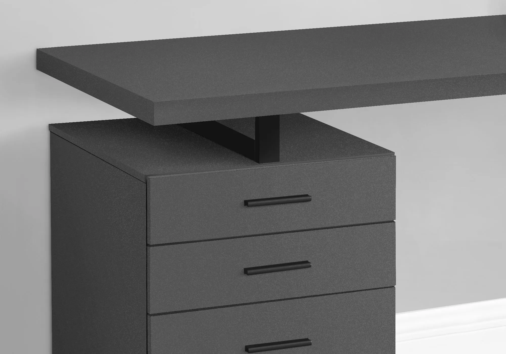 Computer Desk - 48"L / Modern Grey / Black Metal / L/R