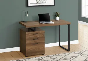 Computer Desk - 48"L / Walnut / Black Metal / L/R Face