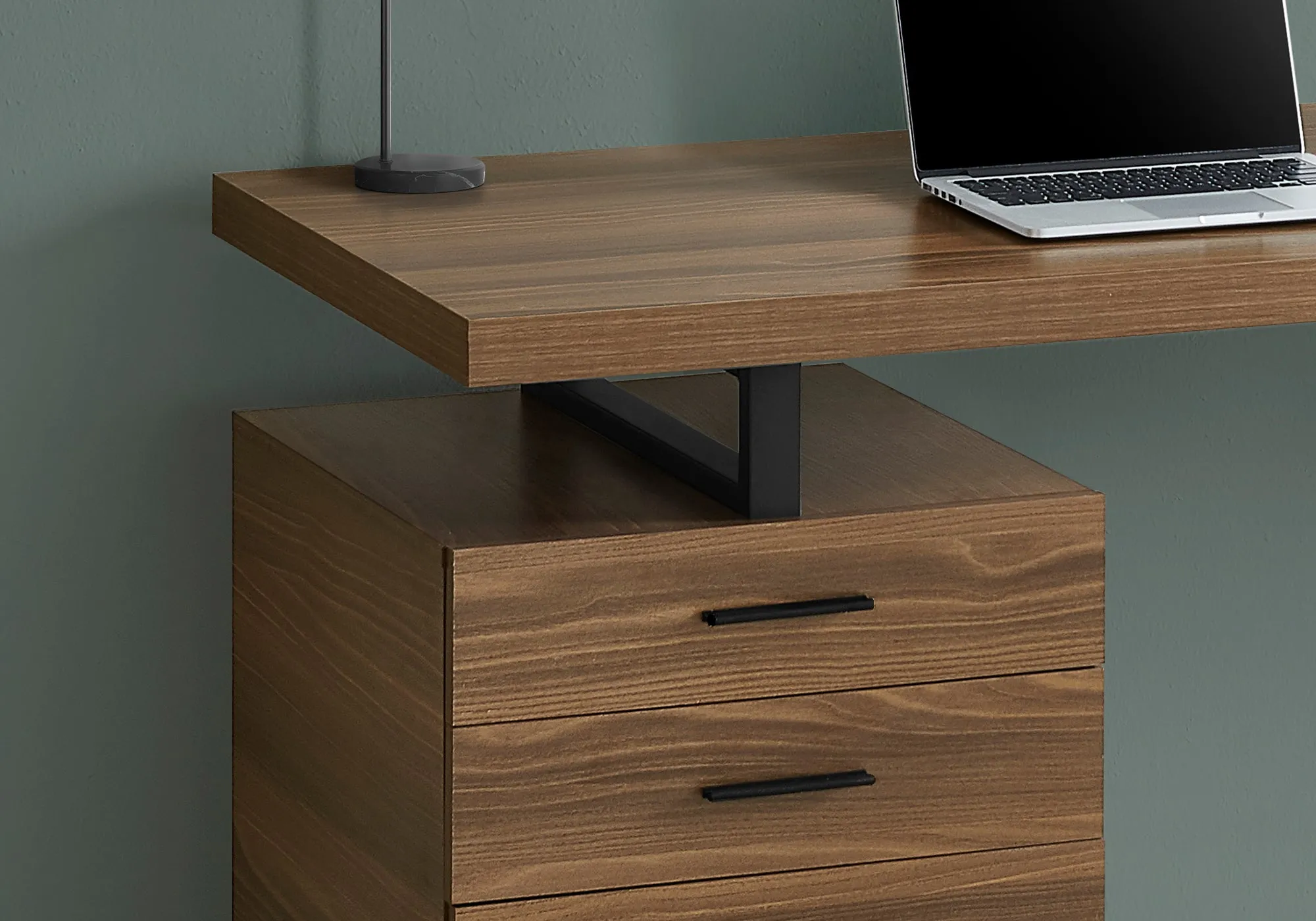 Computer Desk - 48"L / Walnut / Black Metal / L/R Face