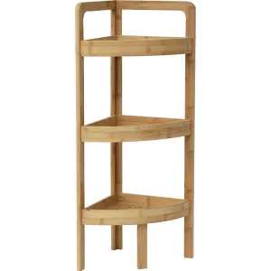 Corner Cabinet With Three Slim  Shelves - Bamboo