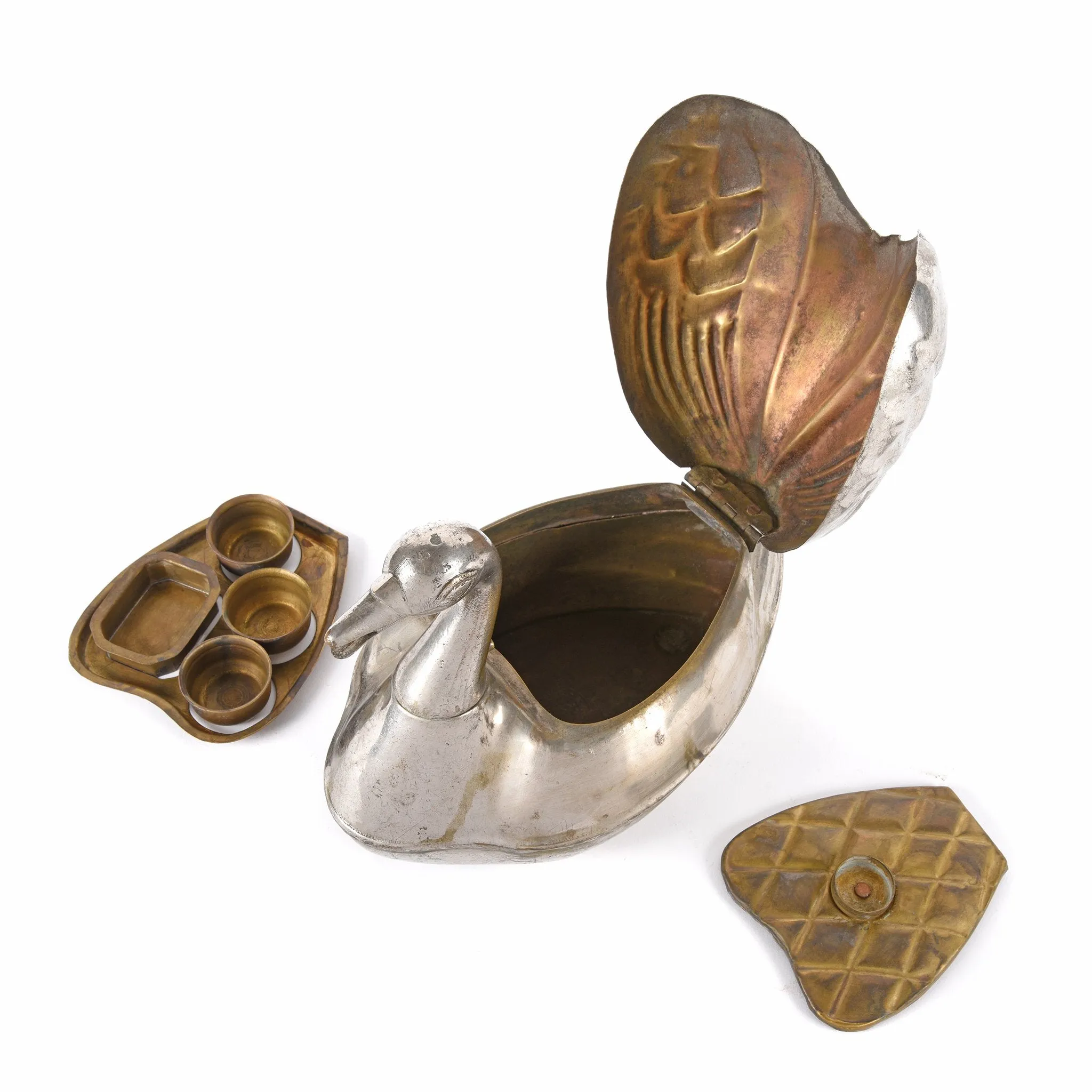 Duck Shaped Brass Paan Box