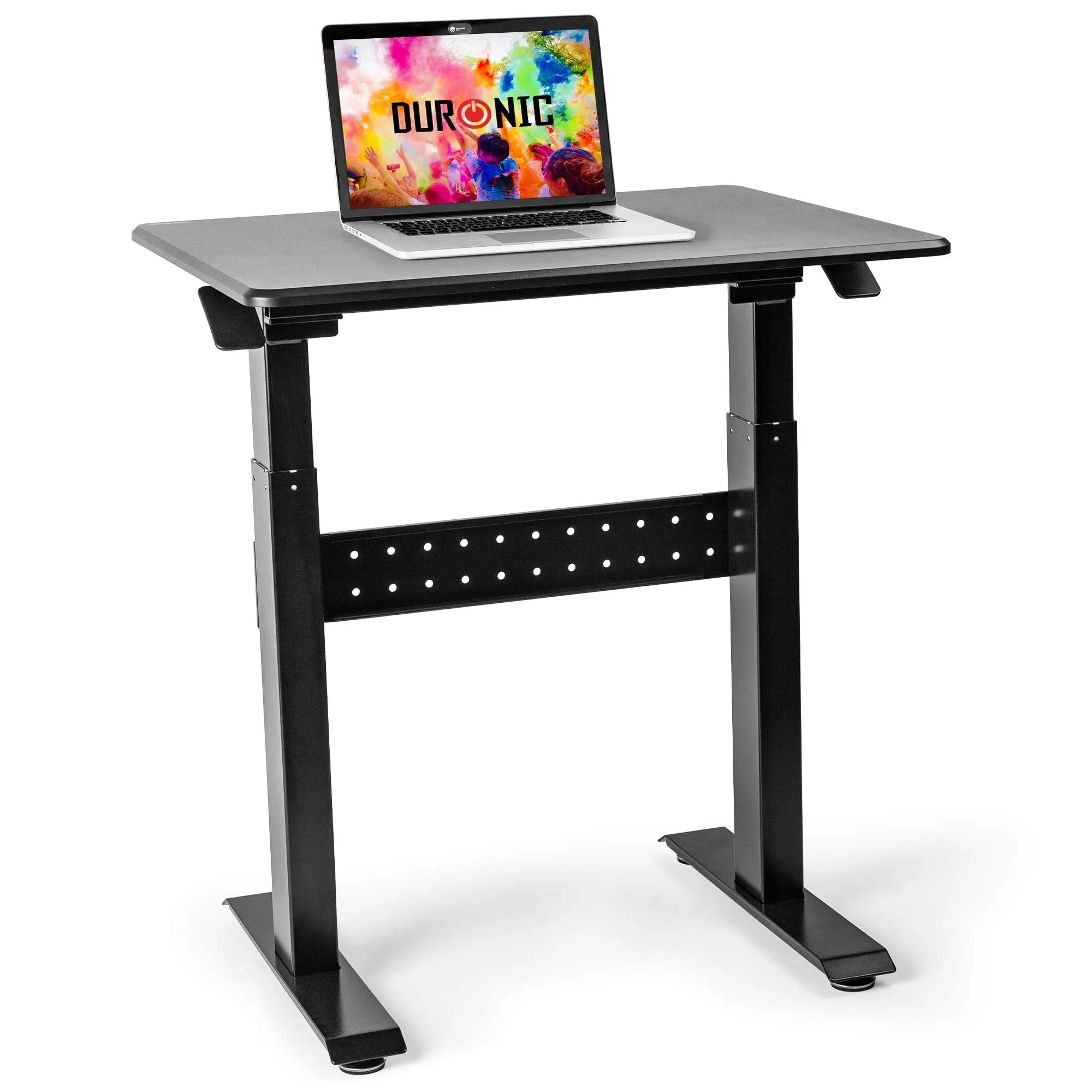 Duronic Sit-Stand Desk TM04F | Black Ergonomic Desk | Multi-Use Home Office Table | Ideal for both Adults & Children | 71x56cm Platform | Adjustable Height 72-114cm | 10kg Capacity | For Home / Office