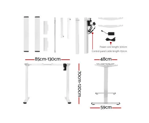 Electric Standing Desk Motorised Sit Stand Desks Table White 140cm