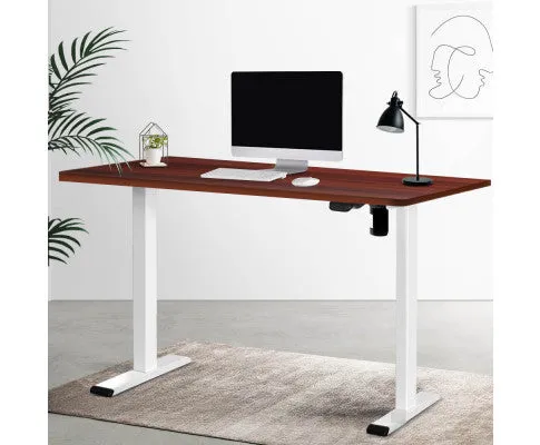 Electric Standing Desk Motorised Sit Stand Desks Table White Walnut 140cm