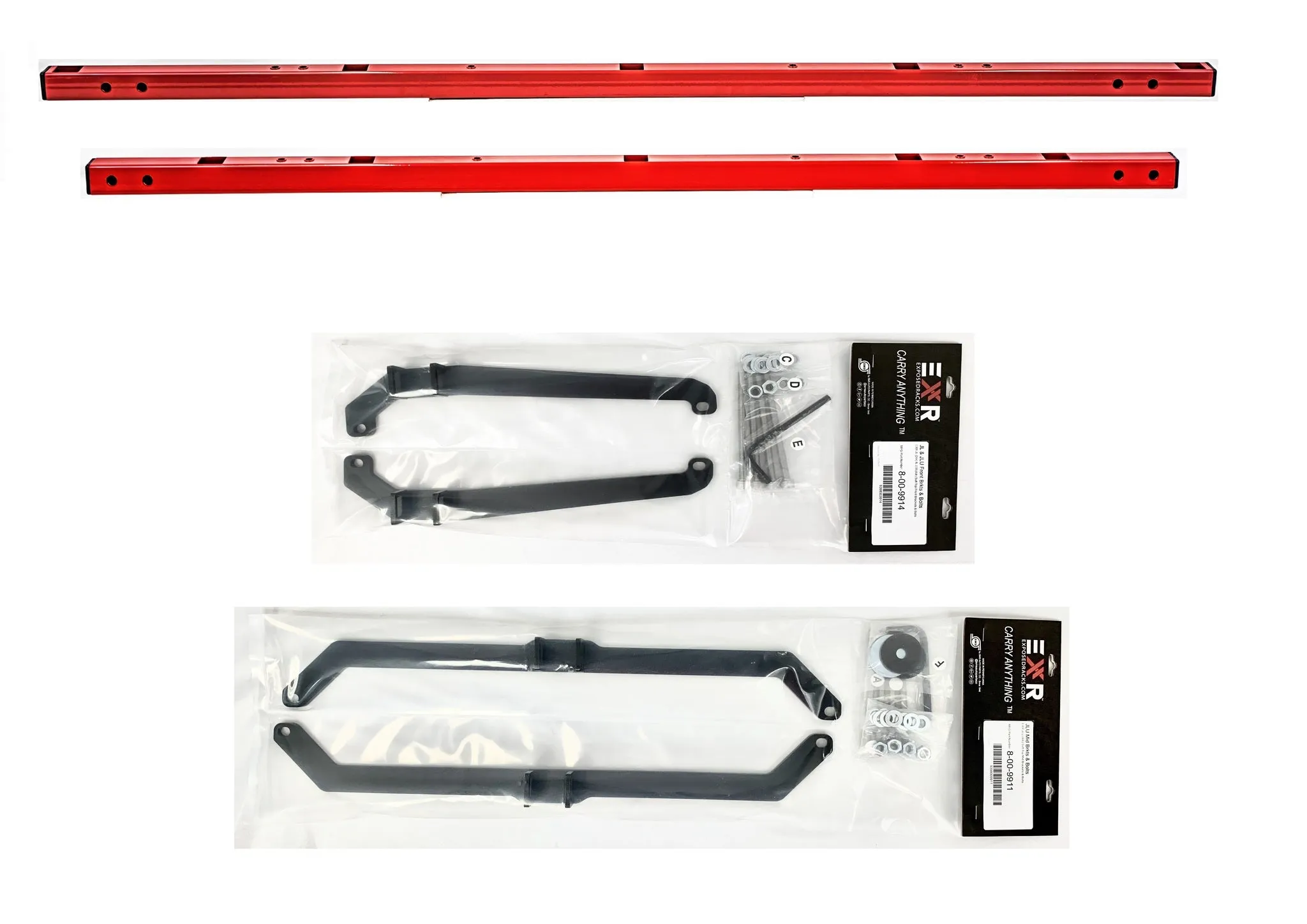 Exposed Racks 9754 Click-In Red Under Soft Top Roof Racks Jeep Wrangler JLU 4dr