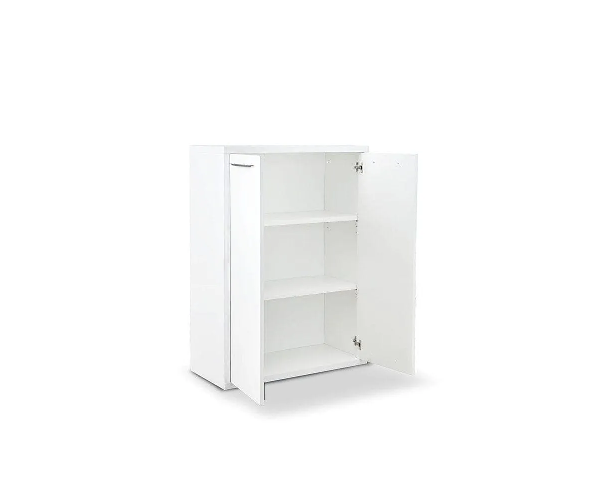 Gammel Low Bookcase with Doors - White