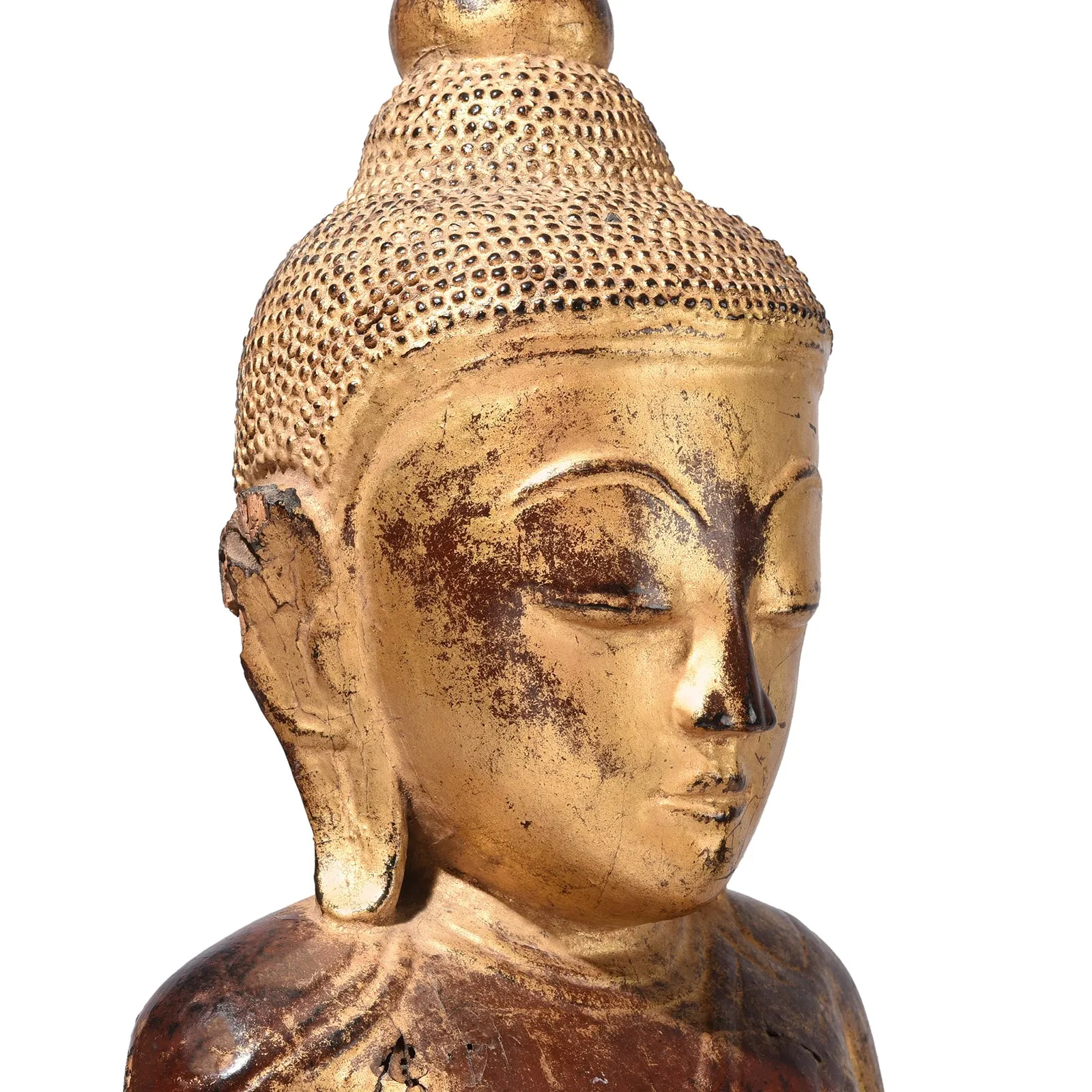 Gilt Teak Burmese Shan Buddha - Early 19th Century