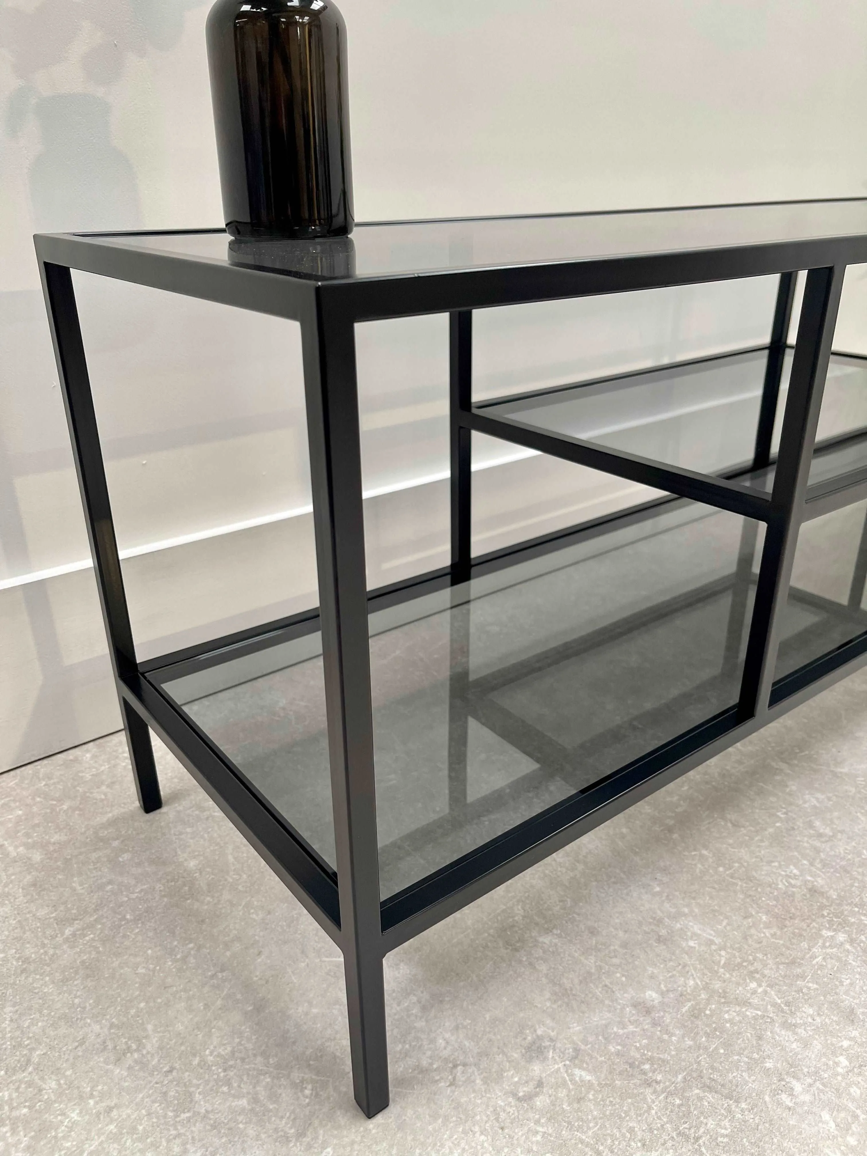 Glass Black Metal TV Media Unit