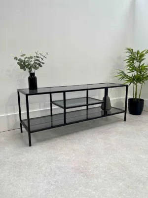 Glass Black Metal TV Media Unit