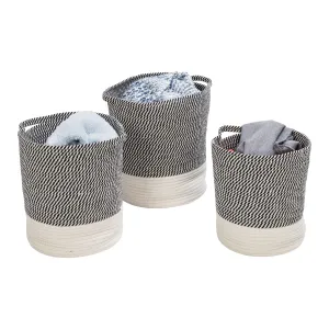 Gray/White Cotton Rope Nesting Baskets (Set of 3)