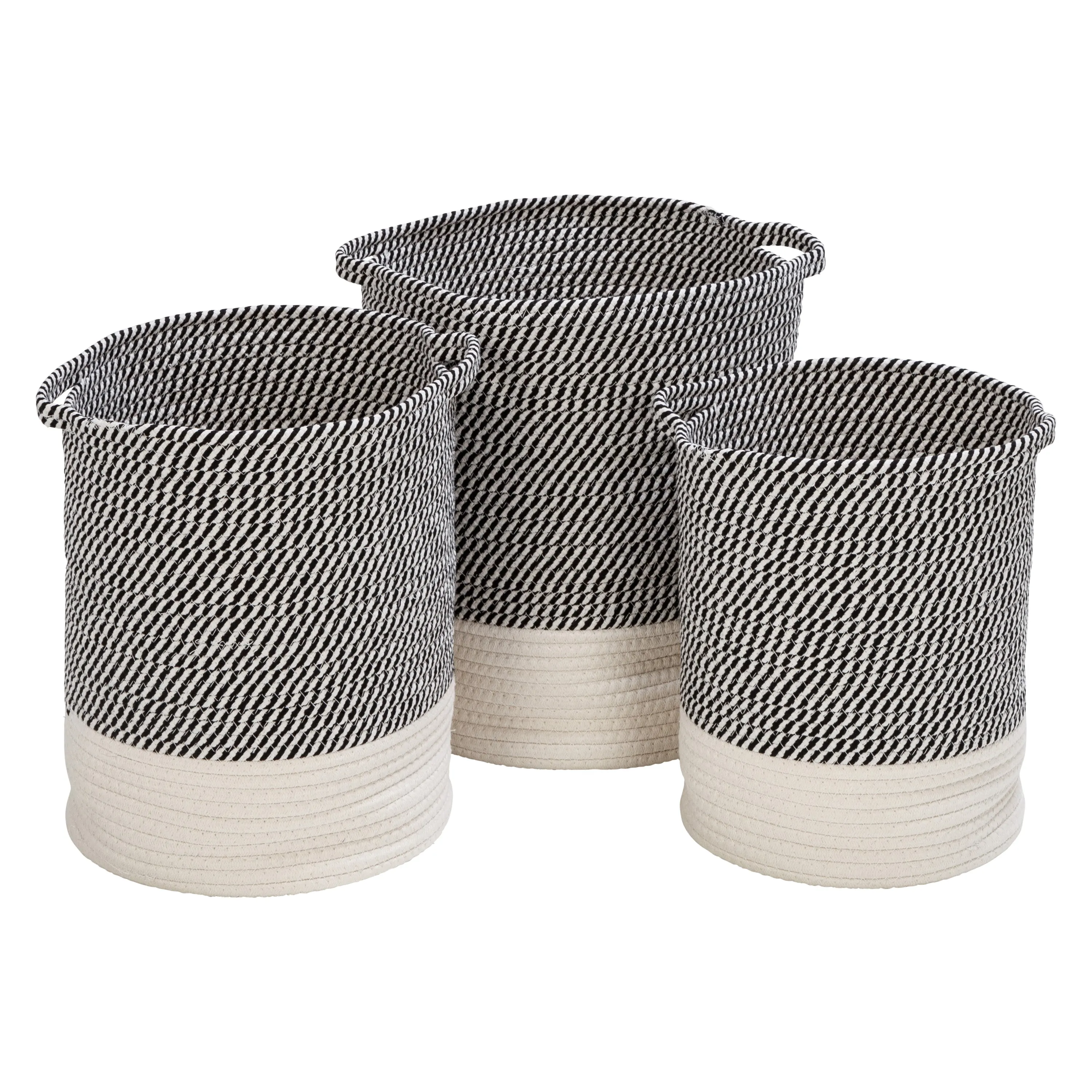 Gray/White Cotton Rope Nesting Baskets (Set of 3)