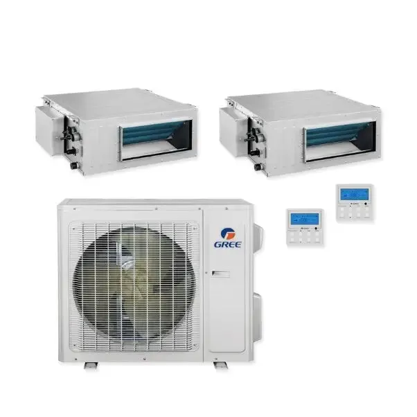 GREE Multi Gen2 Series 18,000 BTU 2-Zone Concealed Duct 9K 12K Ductless Mini-Split System