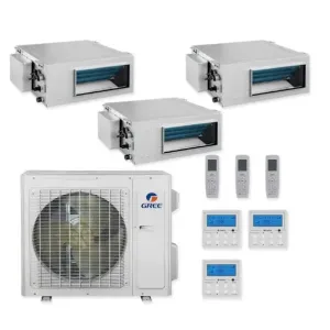 GREE Multi Gen2 Series 24,000 BTU 3-Zone Concealed Duct 9K 9K 18K Ductless Mini-Split System