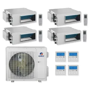 GREE Multi Gen2 Series 30,000 BTU 4-Zone Concealed Duct 9K 9K 9K 18K Ductless Mini-Split System