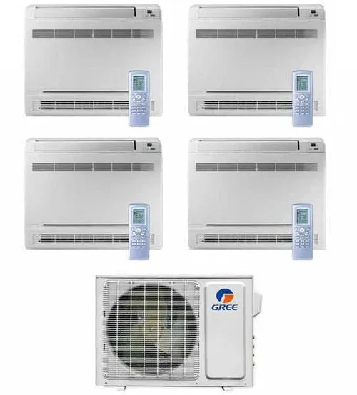 GREE Multi Gen2 Series 30,000 BTU 4-Zone Mini Floor Console 9K 9K 12K 12K Ductless Mini-Split System