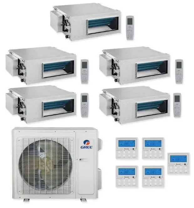 GREE Multi Gen2 Series 42,000 BTU 5-Zone Concealed Duct 12K 12K 12K 12K 12K Ductless Mini-Split System