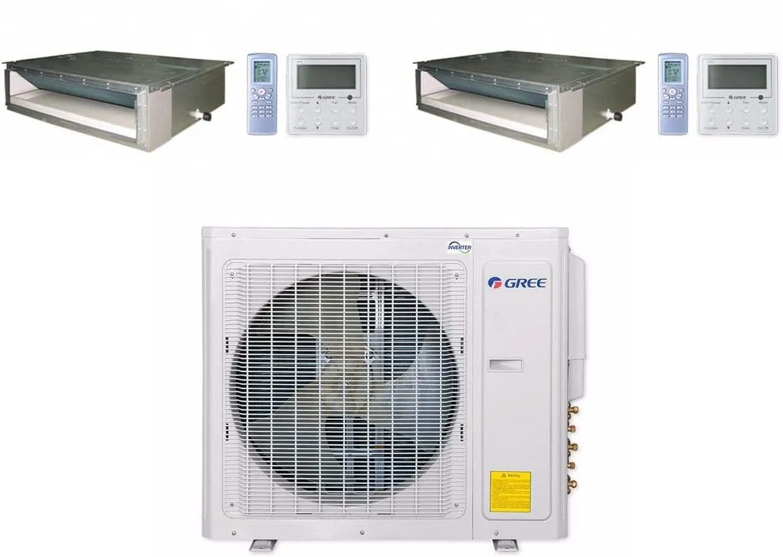 GREE Multi  Ultra Series 24,000 BTU 2-Zone Concealed Duct 18K 12K Ductless Mini-Split System