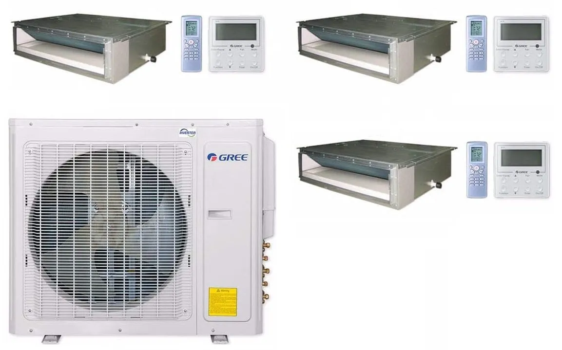 GREE Multi  Ultra Series 24,000 BTU 3-Zone Concealed Duct 9K 9K 18K Ductless Mini-Split System