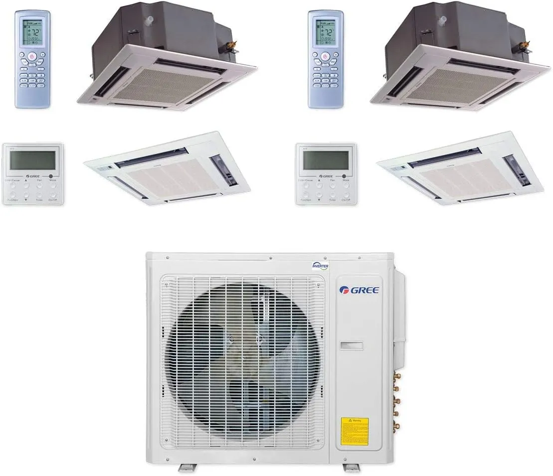 GREE Multi  Ultra Series 42,000 BTU 2-Zone Ceiling Cassette 24K 24K Ductless Mini-Split System