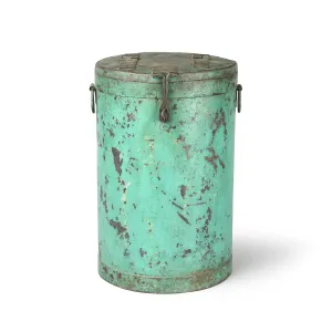 Green Painted Storage Bin From Rajasthan - Ca 1920