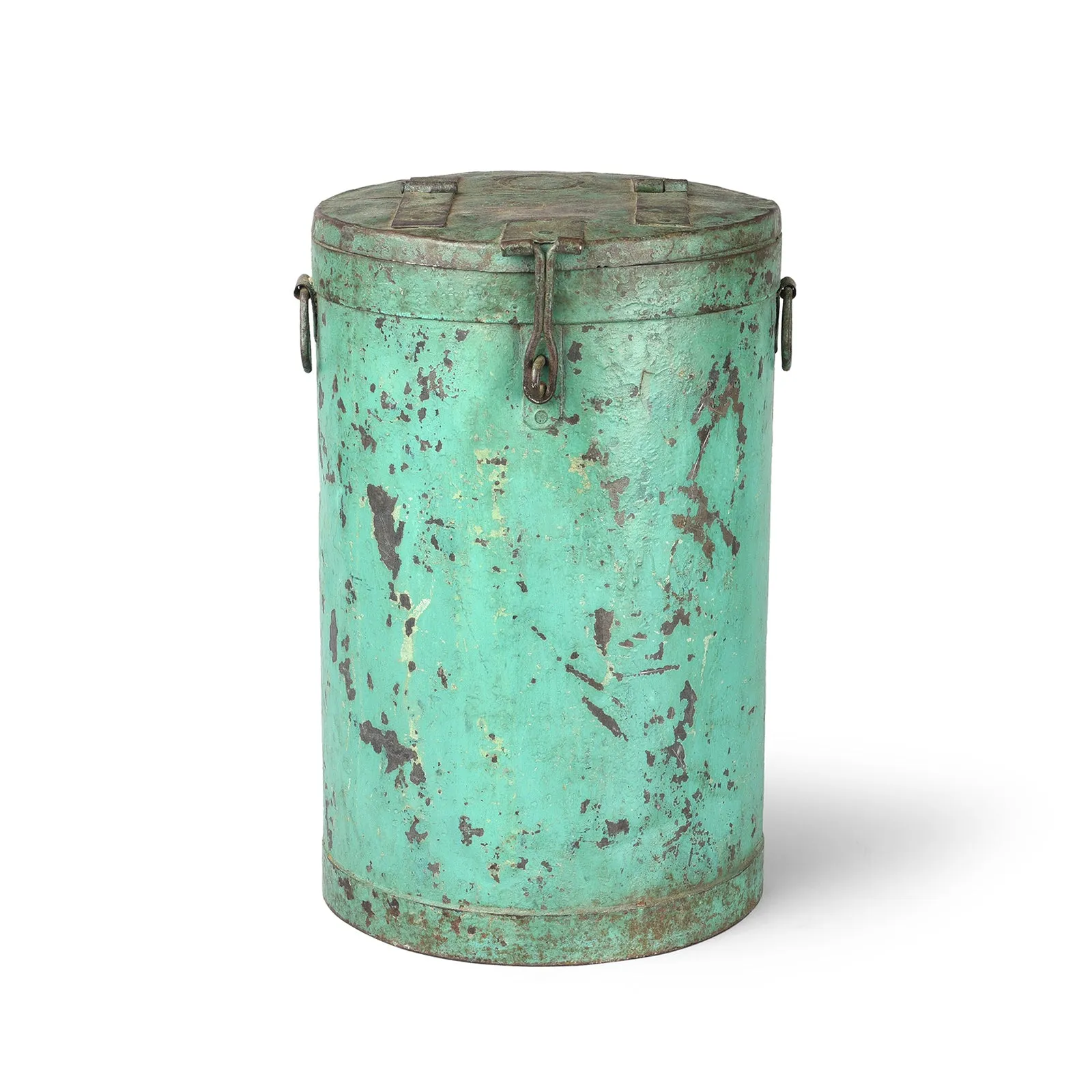 Green Painted Storage Bin From Rajasthan - Ca 1920