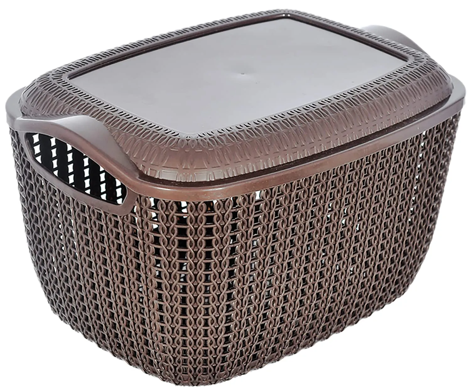 Heart Home Multiuses Large & Small M 30-25 Plastic Basket/Organizer With Lid- Pack of 4 (Grey) -46HH059