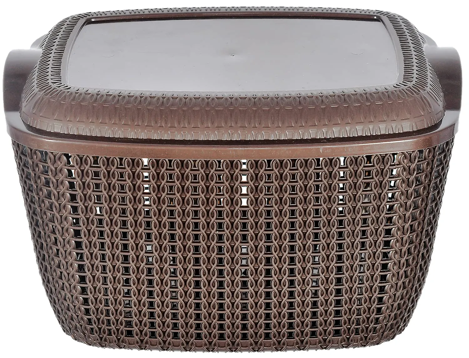 Heart Home Multiuses Large & Small M 30-25 Plastic Basket/Organizer With Lid- Pack of 4 (Grey) -46HH059