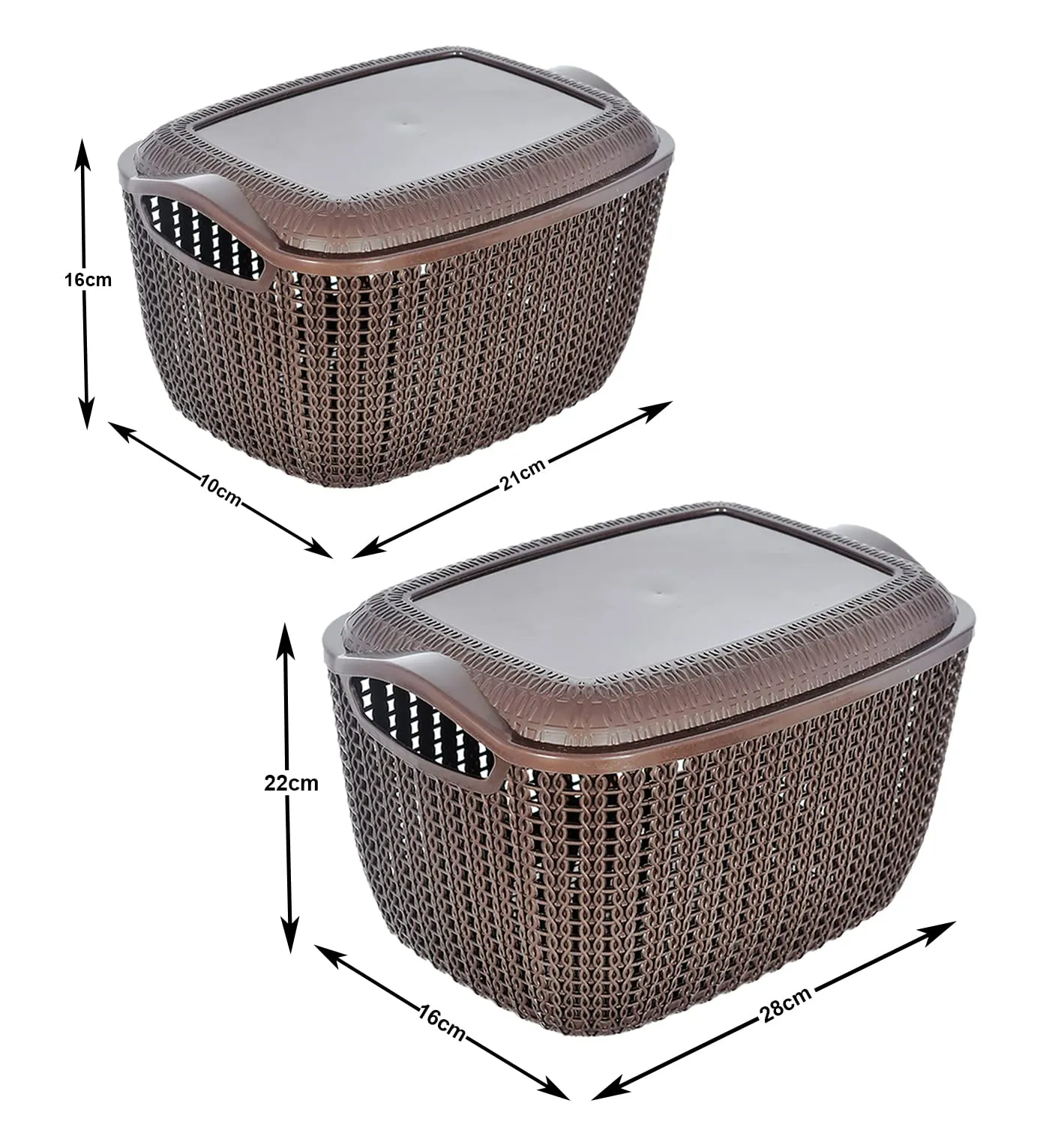 Heart Home Multiuses Large & Small M 30-25 Plastic Basket/Organizer With Lid- Pack of 4 (Grey) -46HH059