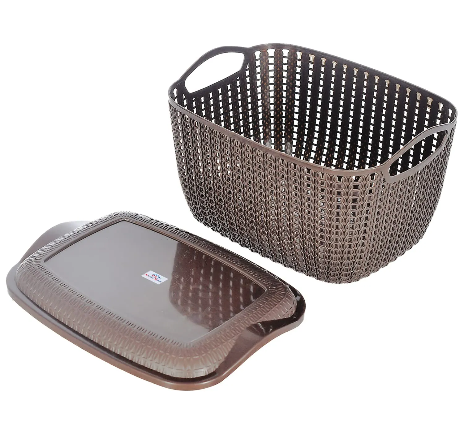 Heart Home Multiuses Large & Small M 30-25 Plastic Basket/Organizer With Lid- Pack of 4 (Grey) -46HH059