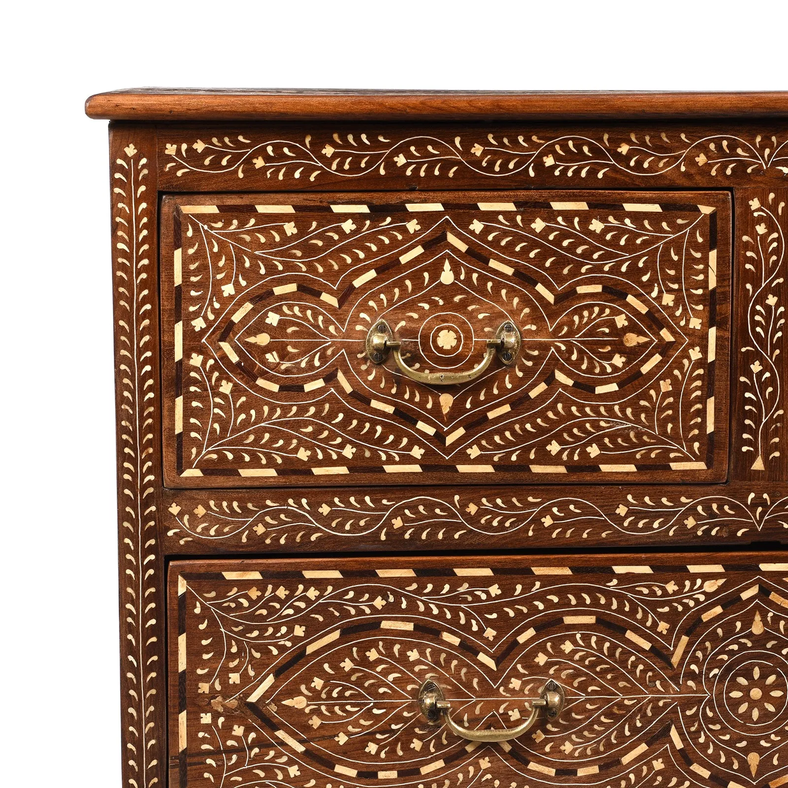 Indian Chest Of Drawers - With Later Bone Inlay Work Ca 1920