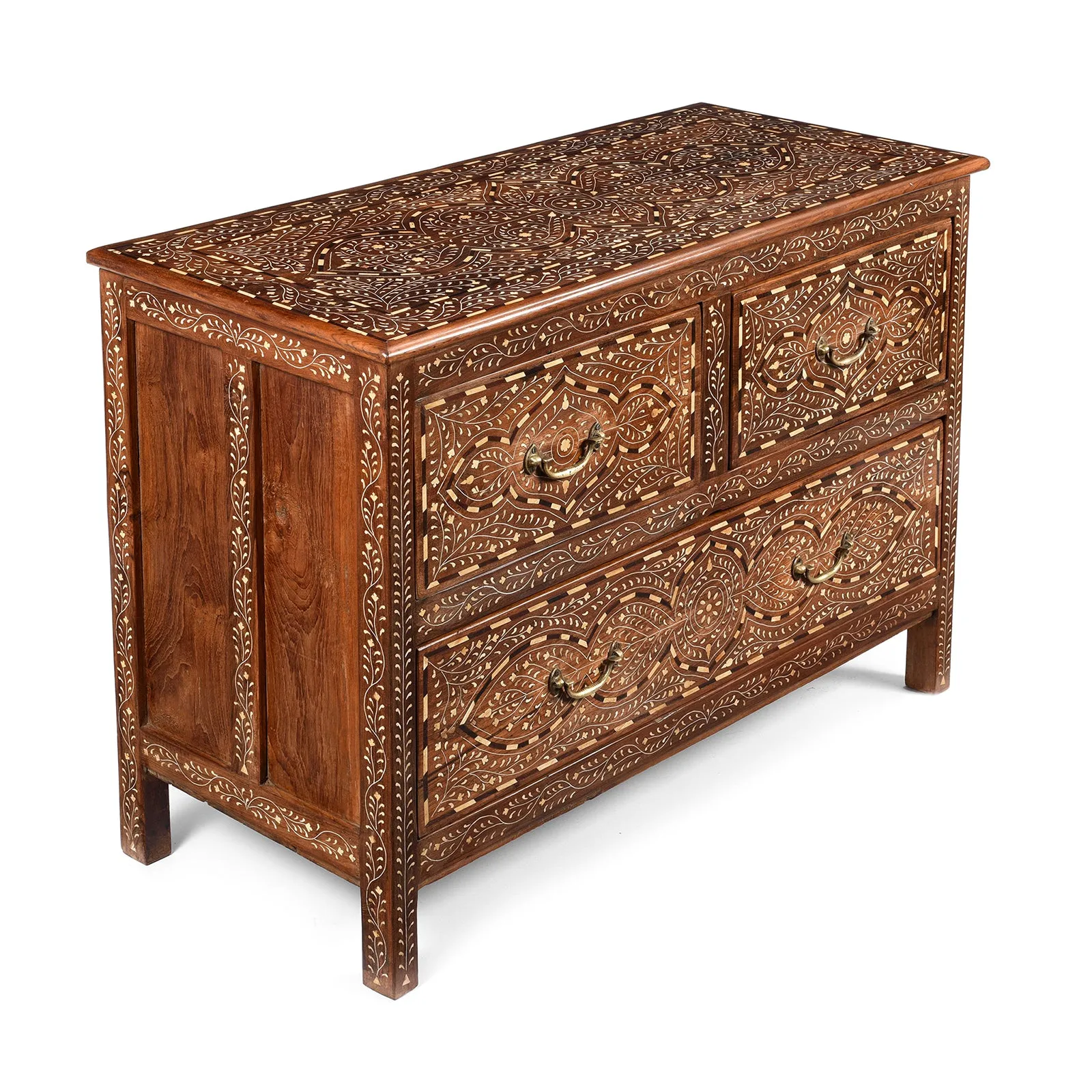 Indian Chest Of Drawers - With Later Bone Inlay Work Ca 1920