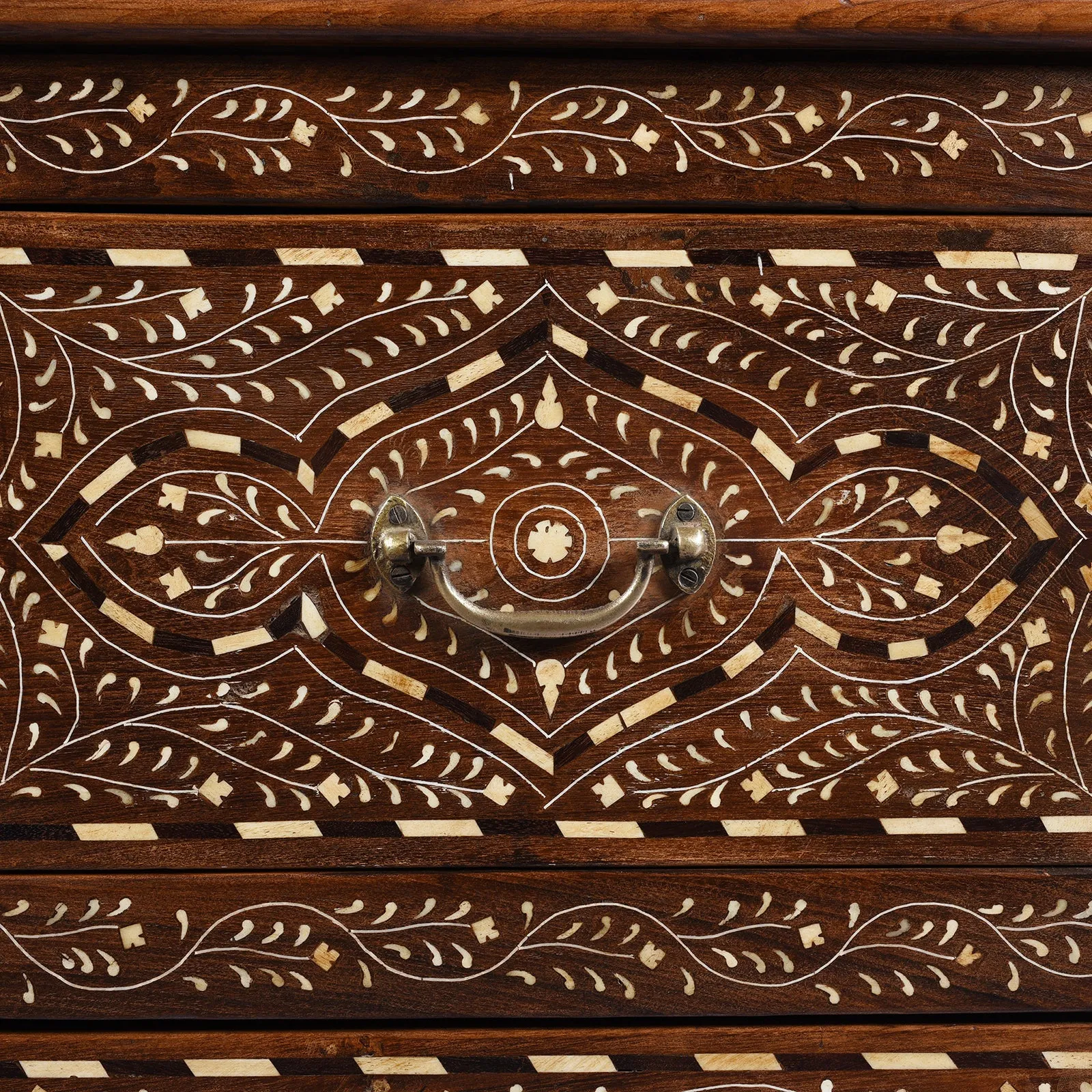 Indian Chest Of Drawers - With Later Bone Inlay Work Ca 1920