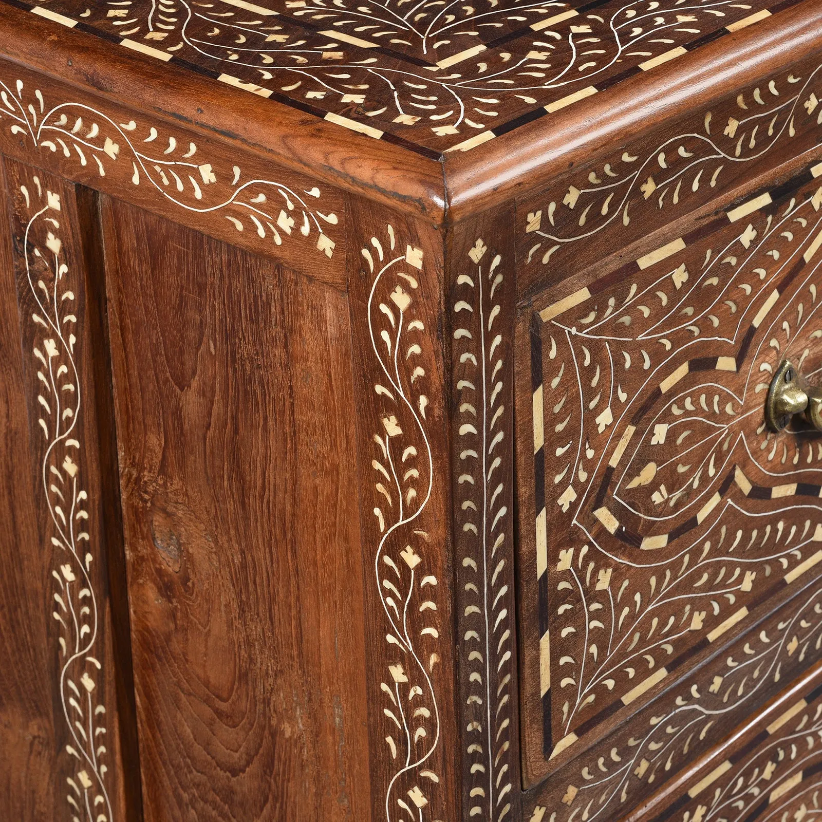 Indian Chest Of Drawers - With Later Bone Inlay Work Ca 1920