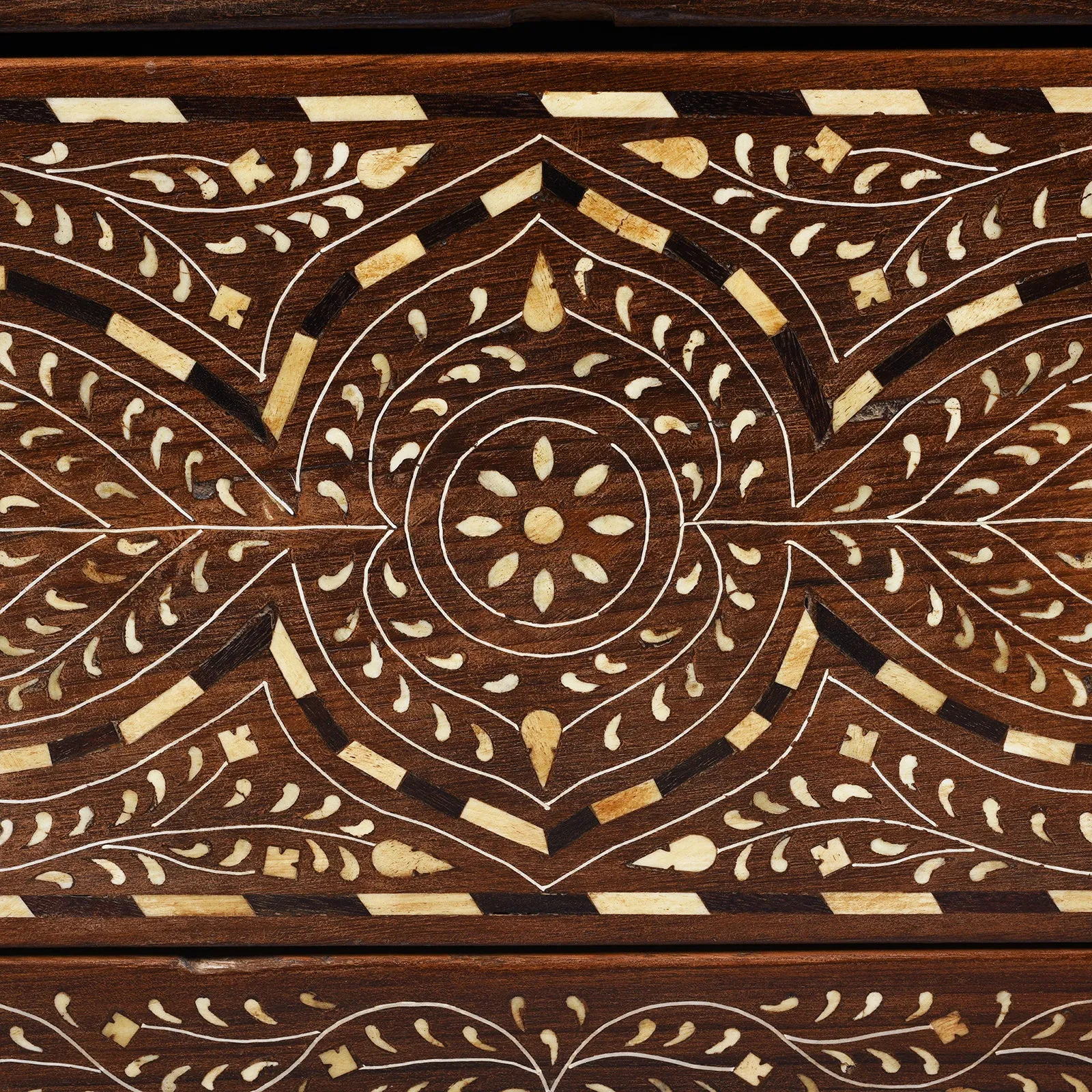 Indian Chest Of Drawers - With Later Bone Inlay Work Ca 1920