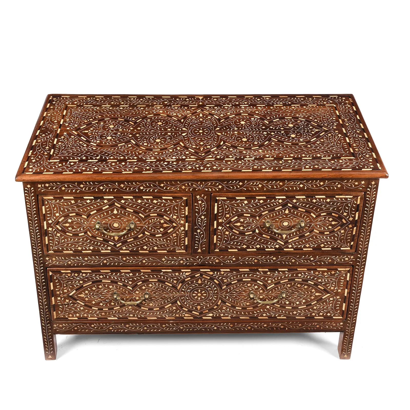 Indian Chest Of Drawers - With Later Bone Inlay Work Ca 1920