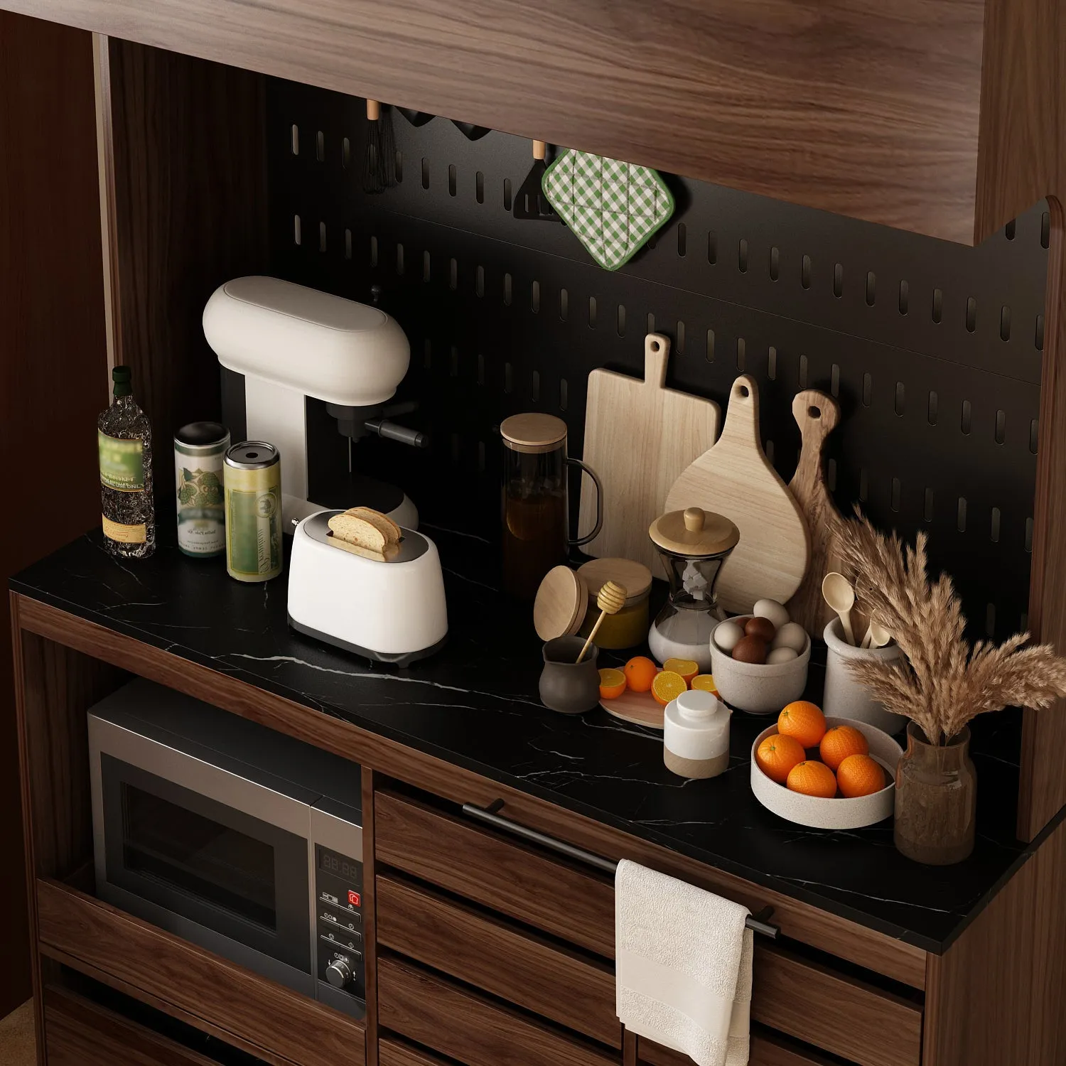 Kitchen Pantry Storage Cabinet Versatile Buffet Sideboard with Wine Storage and Drawers