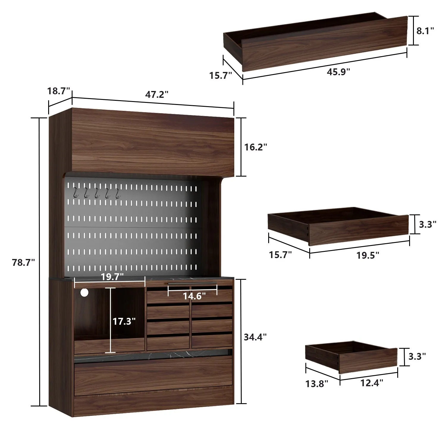 Kitchen Pantry Storage Cabinet Versatile Buffet Sideboard with Wine Storage and Drawers