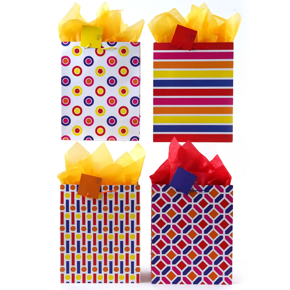 Large Geometric Elegance Printed Gift Bag, 4 Designs