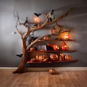 Live Edge Halloween Tree Branch Shelves