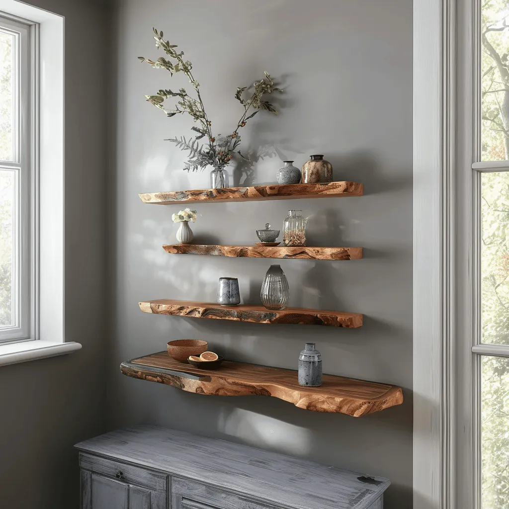 Live Edge Wooden Floating Wall Shelf