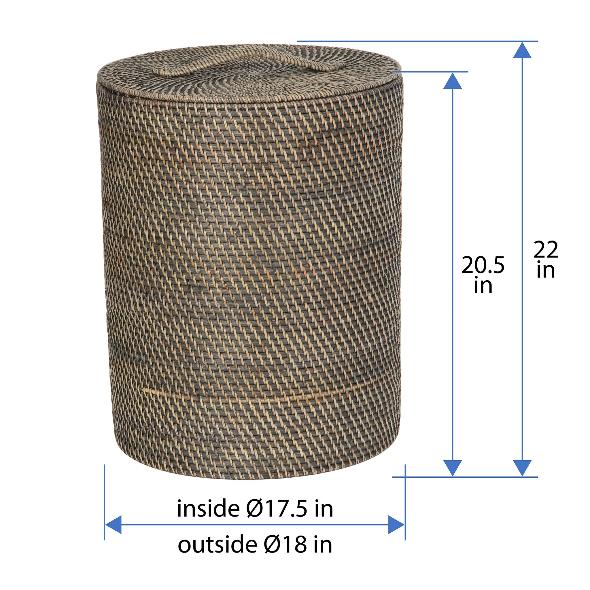 Loma Round Rattan Hamper with Liner, Apartment Size