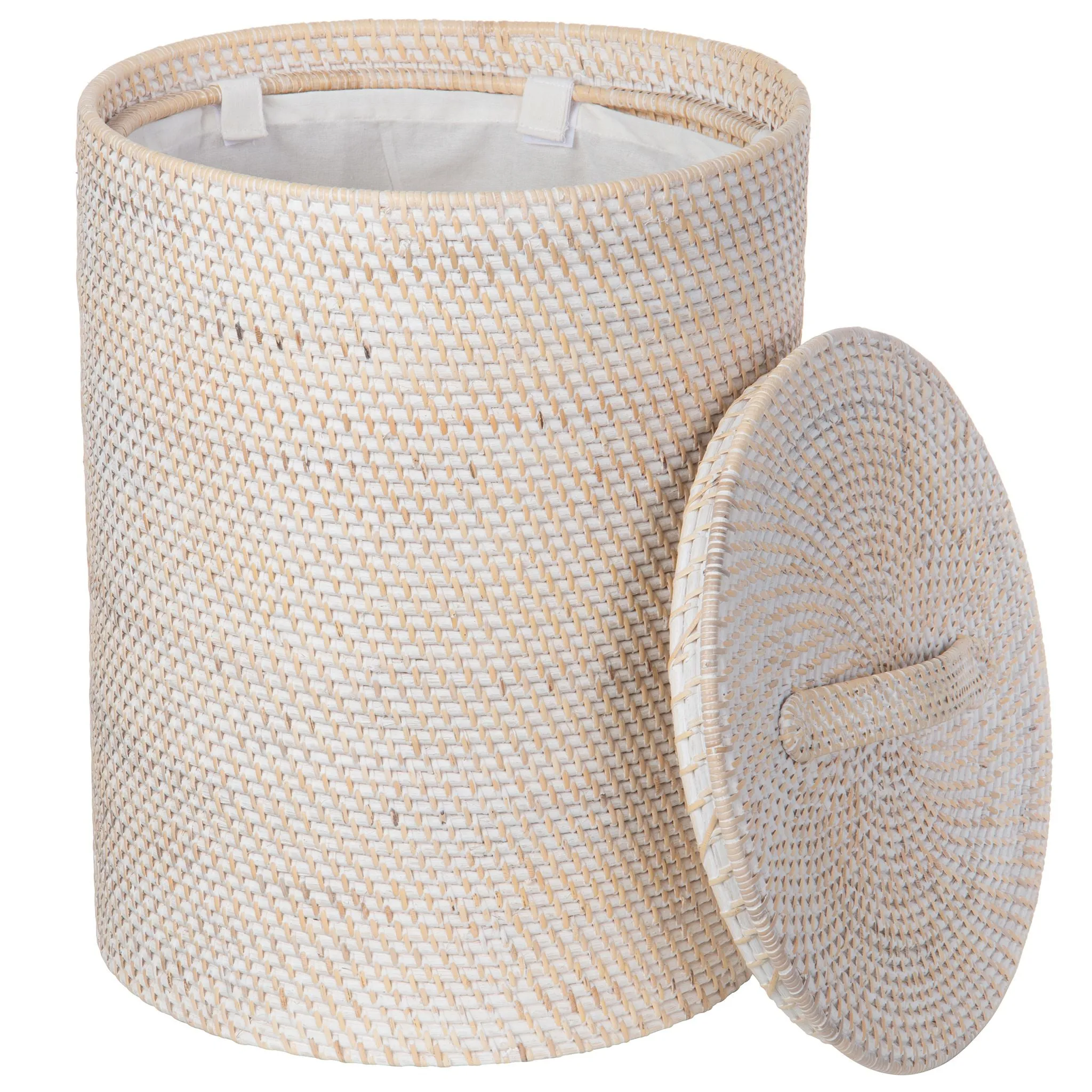 Loma Round Rattan Hamper with Liner, Apartment Size