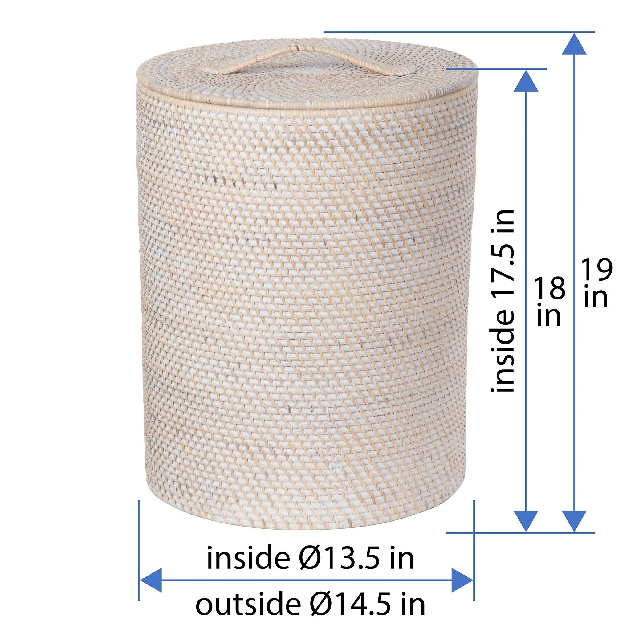 Loma Round Rattan Hamper with Liner, Apartment Size