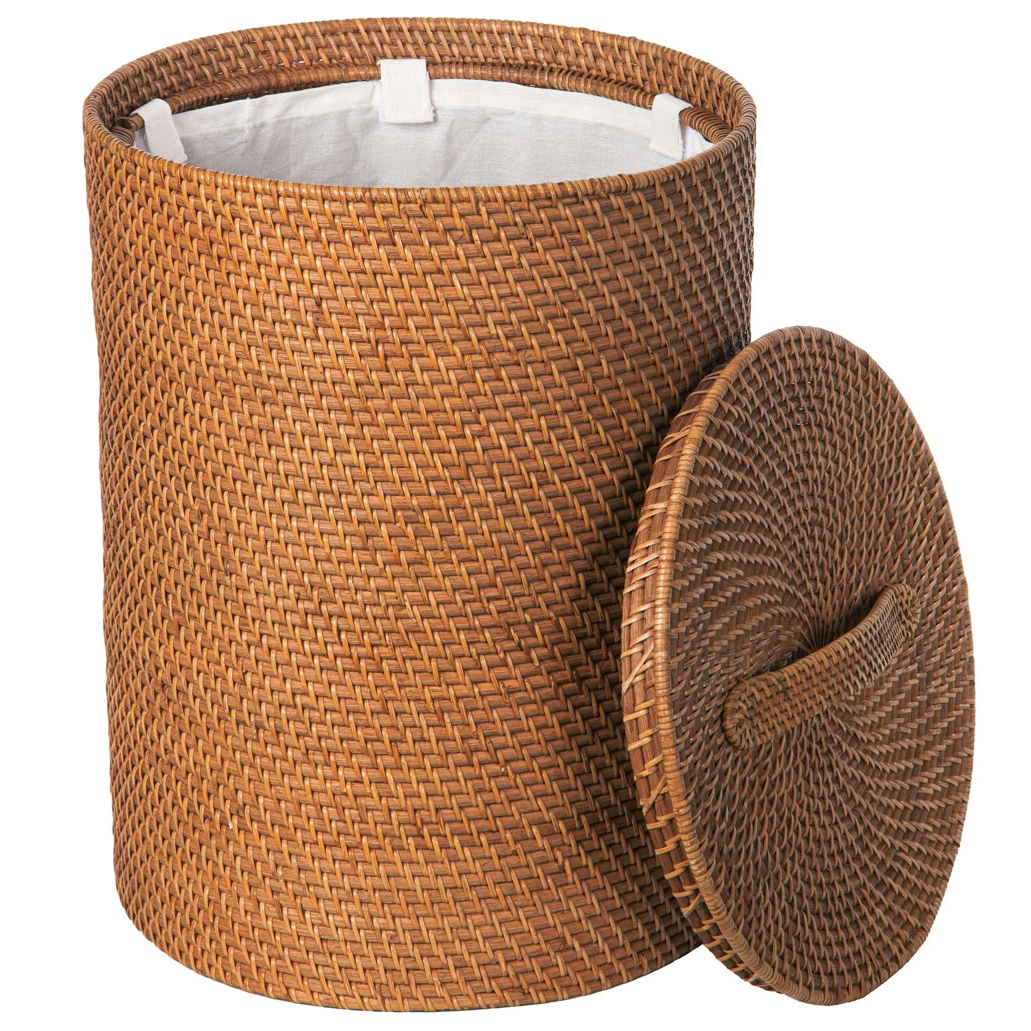 Loma Round Rattan Hamper with Liner, Apartment Size