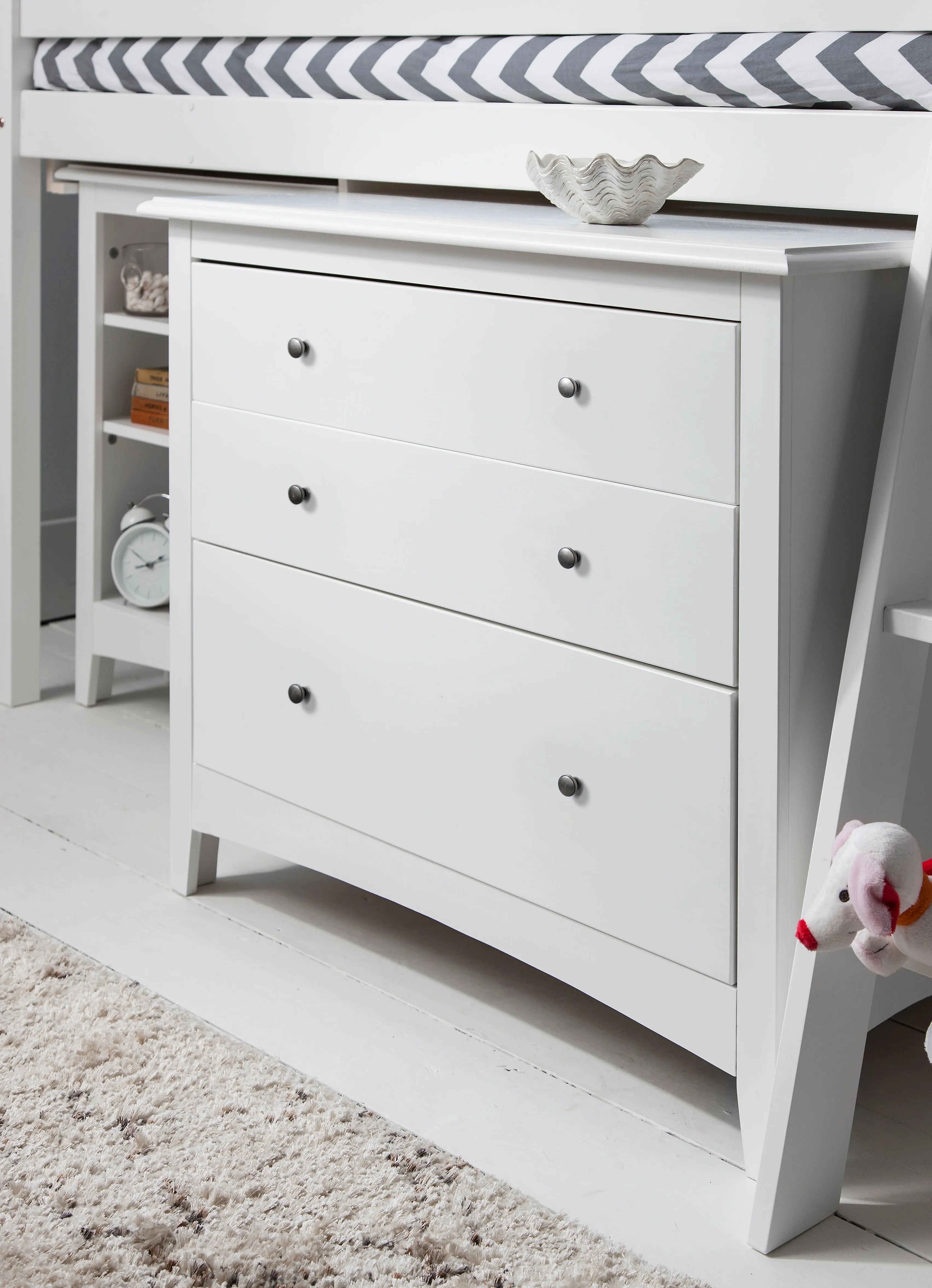 Moro Sleepstation with Chest of Drawers, Cabinet & Desk in Classic White