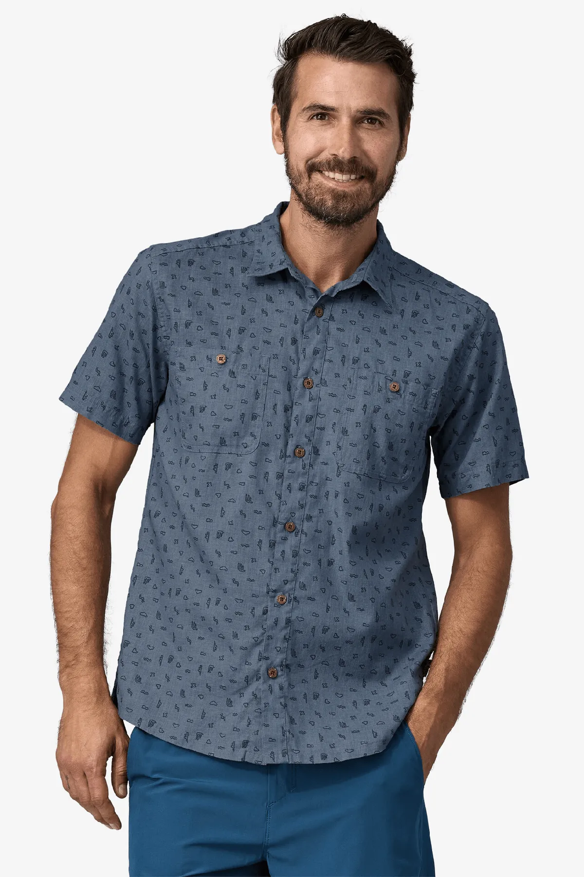 M's Back Step Shirt - Tiny Islands: Utility Blue